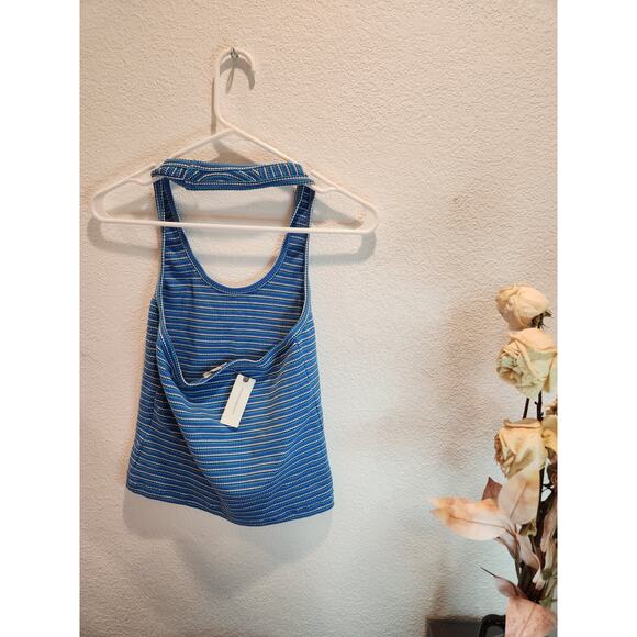 Pilcro by Anthropologie Blue Striped Ribbed Sleeveless Tank‎ Top Size XS NWT Y2K - Picture 2 of 5